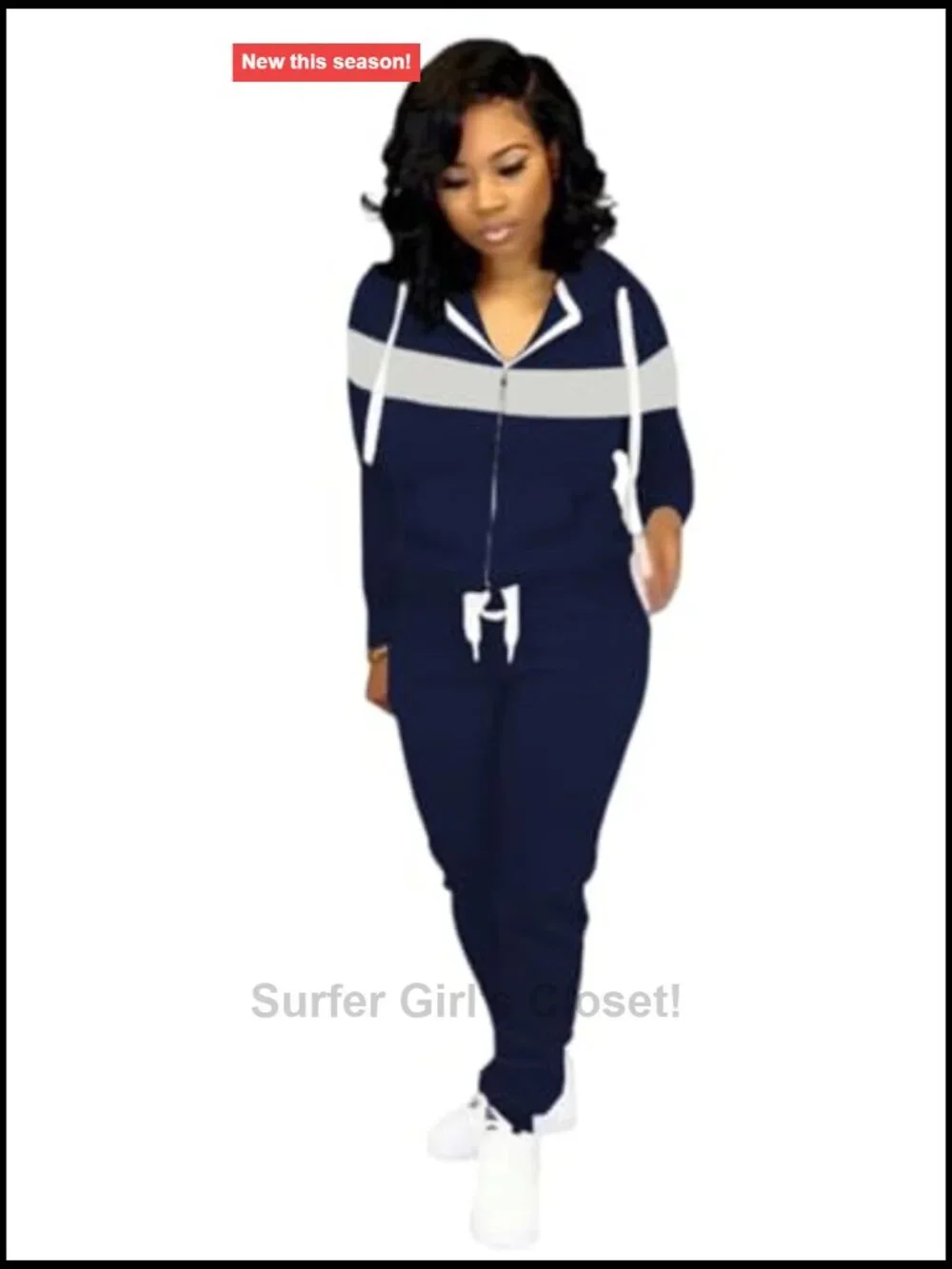 Women's 2 Piece Long Sleeve Hooded Jogging Suit with Pockets